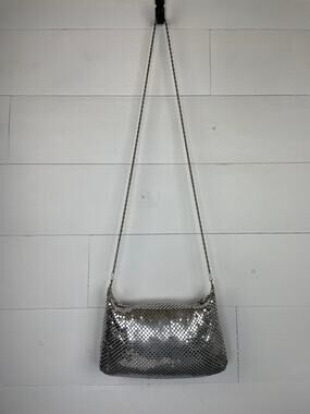 Silver Metal Mesh Chainmail Shoulder Bag Hobo Slouchy Evening Purse Shimmer